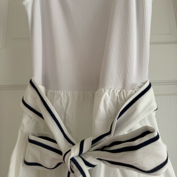 Vineyard Vines White Midi Dress with Striped Belt - Picture 3 of 5